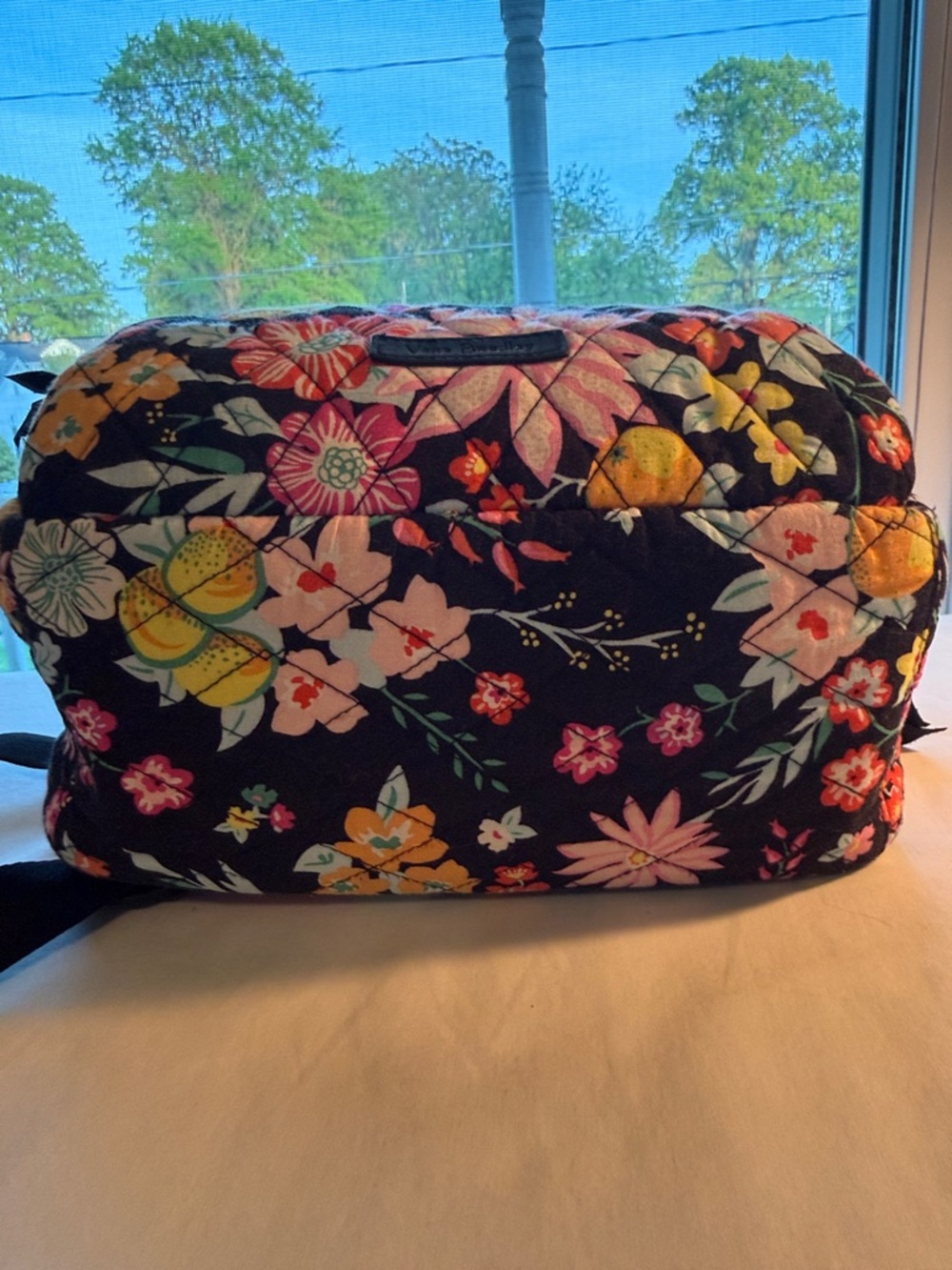 Vera Bradley Black Floral Quilted Mini Backpack with Multicolor Blooms - Picture 6 of 9